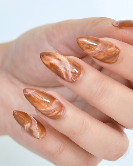 CARAMEL ONYX PRESS-ON NAILS